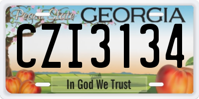 GA license plate CZI3134