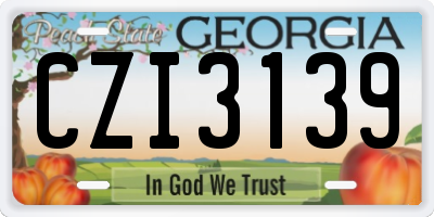 GA license plate CZI3139