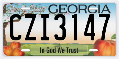 GA license plate CZI3147
