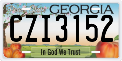 GA license plate CZI3152