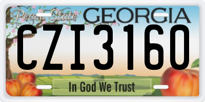 GA license plate CZI3160