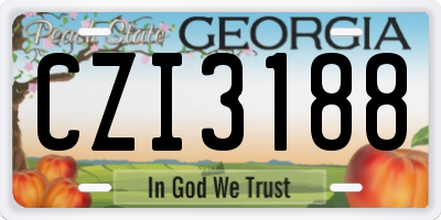 GA license plate CZI3188