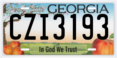 GA license plate CZI3193