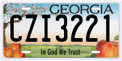 GA license plate CZI3221