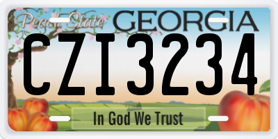 GA license plate CZI3234