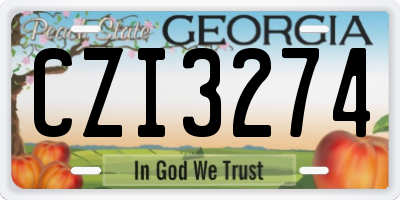 GA license plate CZI3274