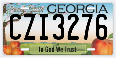 GA license plate CZI3276