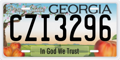 GA license plate CZI3296