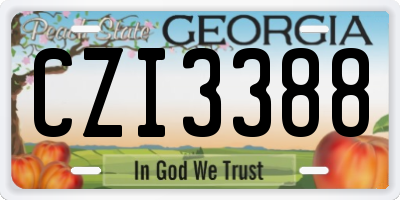 GA license plate CZI3388