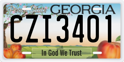 GA license plate CZI3401