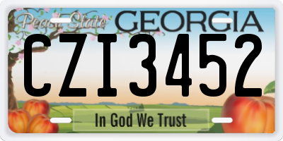 GA license plate CZI3452
