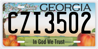 GA license plate CZI3502