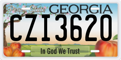 GA license plate CZI3620