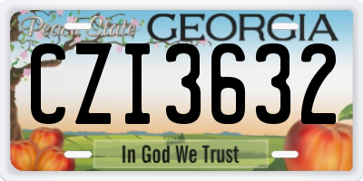 GA license plate CZI3632
