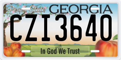 GA license plate CZI3640