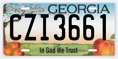 GA license plate CZI3661