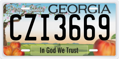 GA license plate CZI3669