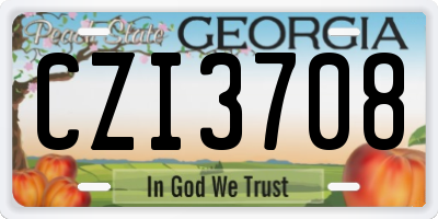 GA license plate CZI3708