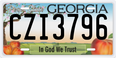GA license plate CZI3796