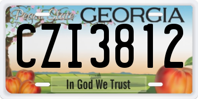 GA license plate CZI3812