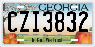GA license plate CZI3832