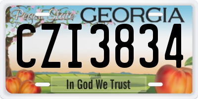 GA license plate CZI3834