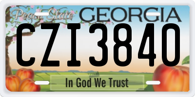GA license plate CZI3840
