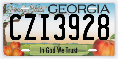 GA license plate CZI3928