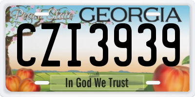 GA license plate CZI3939