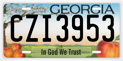GA license plate CZI3953