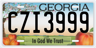 GA license plate CZI3999