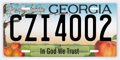 GA license plate CZI4002
