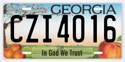 GA license plate CZI4016