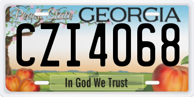 GA license plate CZI4068
