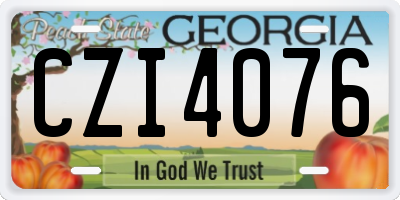 GA license plate CZI4076