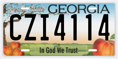 GA license plate CZI4114