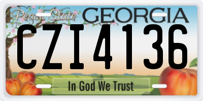 GA license plate CZI4136