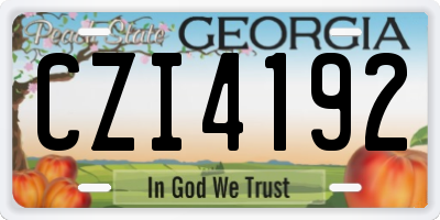GA license plate CZI4192
