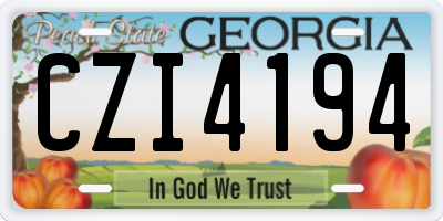 GA license plate CZI4194