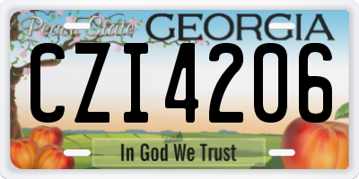GA license plate CZI4206