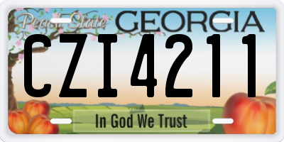 GA license plate CZI4211