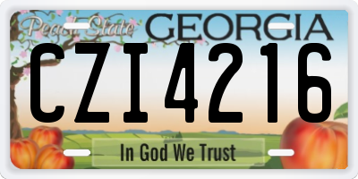 GA license plate CZI4216