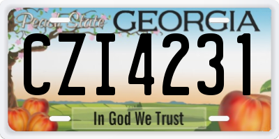 GA license plate CZI4231