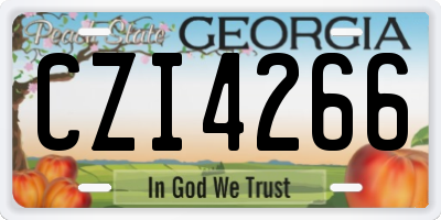 GA license plate CZI4266