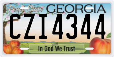GA license plate CZI4344