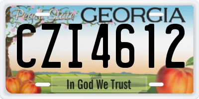 GA license plate CZI4612