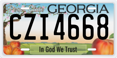 GA license plate CZI4668