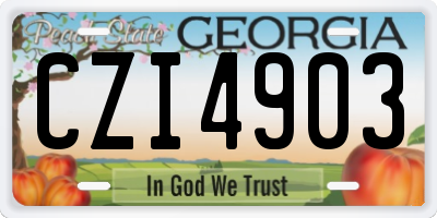GA license plate CZI4903