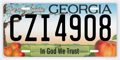 GA license plate CZI4908