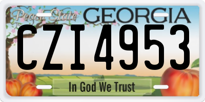 GA license plate CZI4953